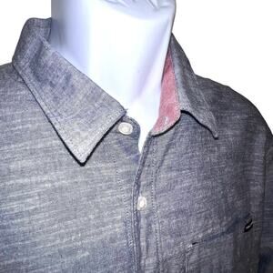 Volcom Flatts LS men’s XL button front logo chest pocket skater style shirt￼